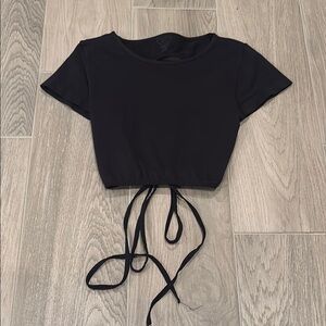 Malibu Sugar Girls Black Short Sleeve T-Shirt With Open Back Size O/S
